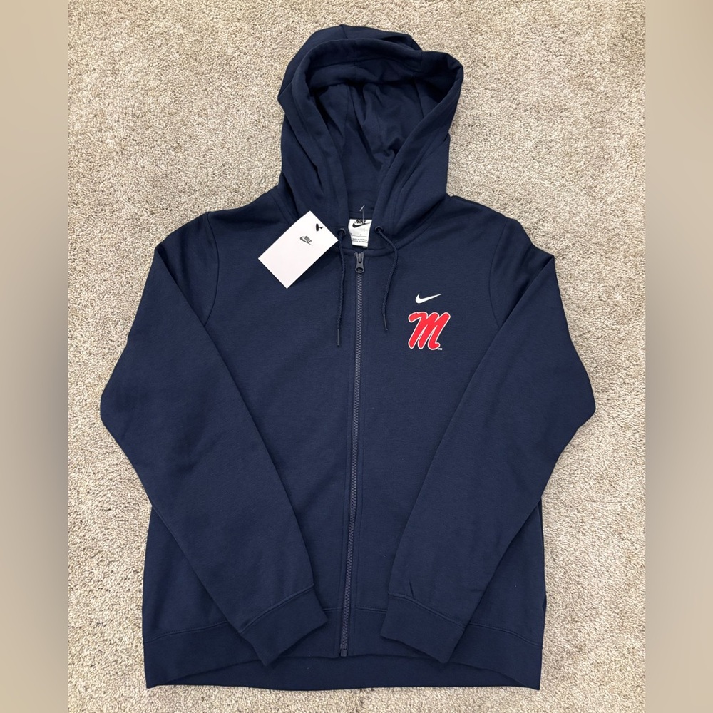 NWT Nike Ole Miss Rebels Varsity Fleece Full Zip Hoodie Womens M Jacket Navy
